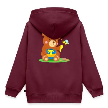 Bär und Biene - Kinder Premium Organic Hoodie - Burgunderrot - Hinten - AI Model Kid Female (0cm)