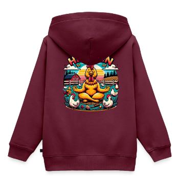 Hen Zen Yoga Huhn Hühner Bauernhof - Kinder Premium Organic Hoodie - Burgunderrot - Hinten - AI Model Kid Female (0cm)