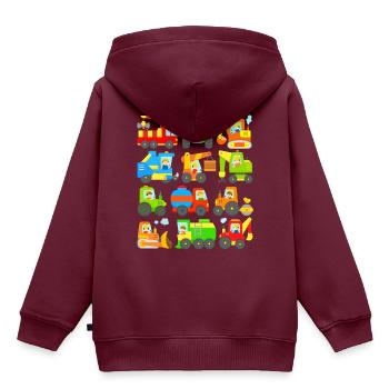 Traktoren und Bagger für Kinder - Kinder Premium Organic Hoodie - Burgunderrot - Hinten - AI Model Kid Female (0cm)