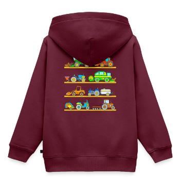 Traktoren Mähdrescher Erntemaschinen Fahrzeuge - Kinder Premium Organic Hoodie - Burgunderrot - Hinten - AI Model Kid Female (0cm)