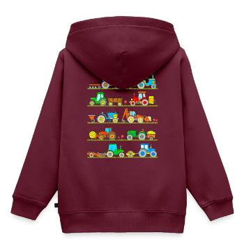 Traktor Bauernhof Fahrzeuge Junge Trecker Kinder - Kinder Premium Organic Hoodie - Burgunderrot - Hinten - AI Model Kid Female (0cm)