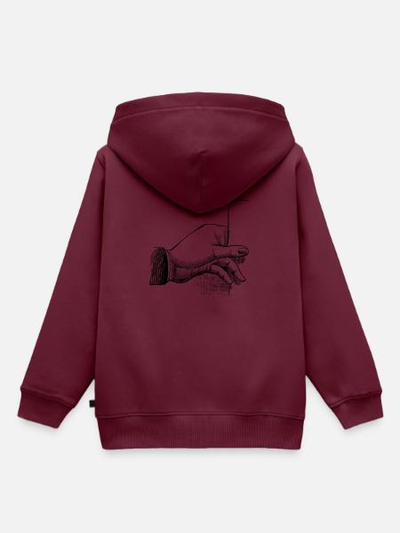 Hand - Kinder Premium Organic Hoodie - Burgunderrot