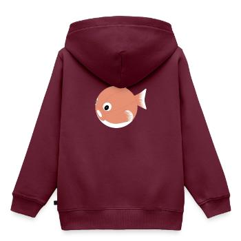 Japan Fisch - Kinder Premium Organic Hoodie - Burgunderrot - Hinten - AI Model Kid Female (0cm)