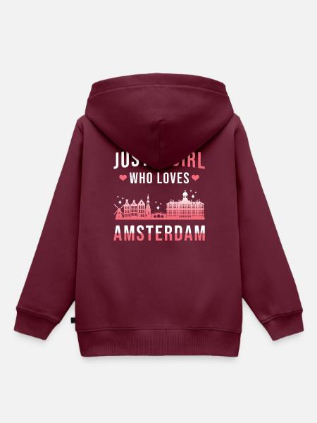 Amsterdam - Kinder Premium Organic Hoodie - Burgunderrot