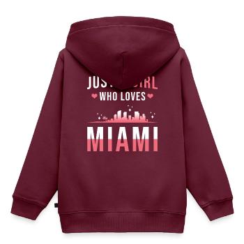 Miami - Kinder Premium Organic Hoodie - Burgunderrot - Hinten - AI Model Kid Female (0cm)