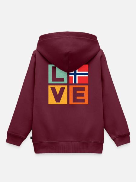 Norwegen Liebe - Kinder Premium Organic Hoodie - Burgunderrot