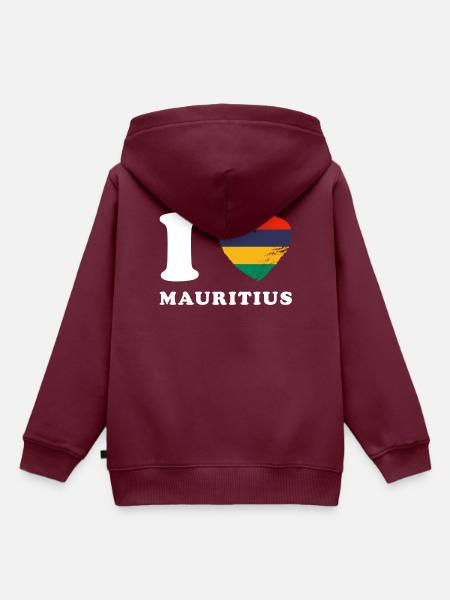 I love Mauritius - Kinder Premium Organic Hoodie - Burgunderrot