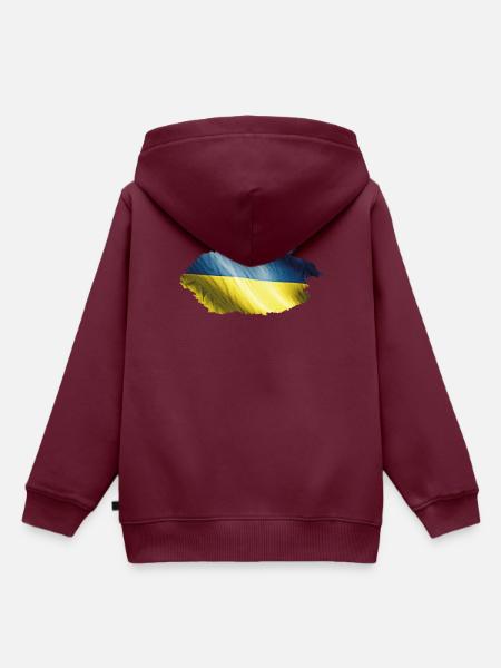 Ukraine Flagge - Kinder Premium Organic Hoodie - Burgunderrot