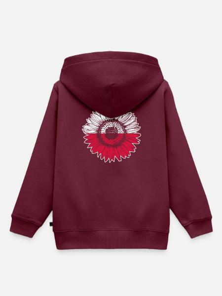 Polen Flagge Sonnenblume - Kinder Premium Organic Hoodie - Burgunderrot