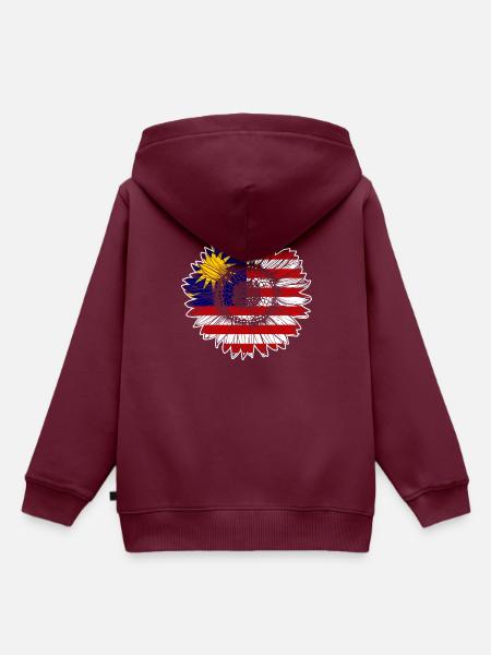 Malaysia Flagge Sonnenblume - Kinder Premium Organic Hoodie - Burgunderrot