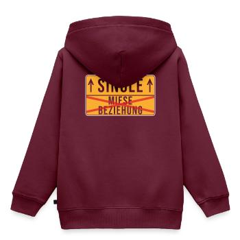 Single - Kinder Premium Organic Hoodie - Burgunderrot - Hinten - AI Model Kid Female (0cm)