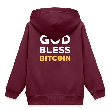 Bitcoin - Kinder Premium Organic Hoodie - Burgunderrot - Hinten - AI Model Kid Female (0cm)