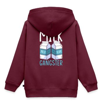 Milch Gangster - Kinder Premium Organic Hoodie - Burgunderrot - Hinten - AI Model Kid Female (0cm)