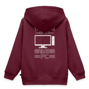 Gaming PC - Kinder Premium Organic Hoodie - Burgunderrot - Hinten - AI Model Kid Female (0cm)