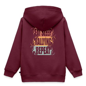 Rallye Eat Sleep Repeat - Kinder Premium Organic Hoodie - Burgunderrot - Hinten - AI Model Kid Female (0cm)
