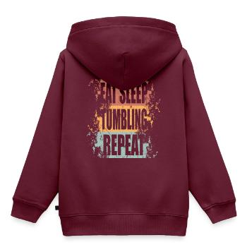 Tumbling Eat Sleep Repeat - Kinder Premium Organic Hoodie - Burgunderrot - Hinten - AI Model Kid Female (0cm)