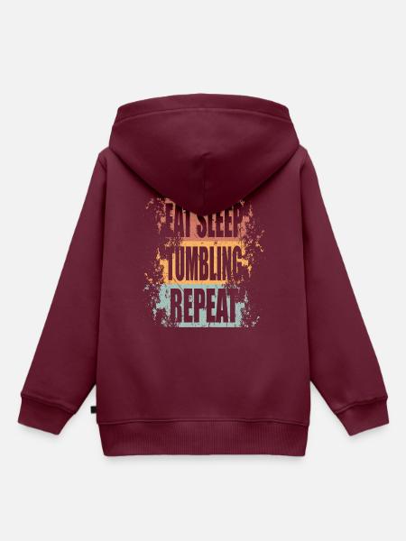 Tumbling Eat Sleep Repeat - Kinder Premium Organic Hoodie - Burgunderrot