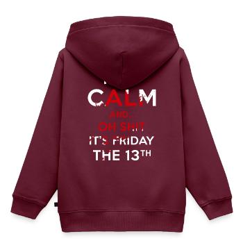Aberglauben Freitag 13. - Kinder Premium Organic Hoodie - Burgunderrot - Hinten - AI Model Kid Female (0cm)
