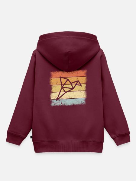 Origami Vogel - Kinder Premium Organic Hoodie - Burgunderrot