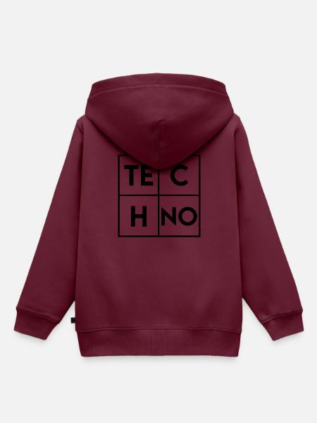 Techno - Kinder Premium Organic Hoodie - Burgunderrot