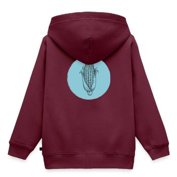Mais - Kinder Premium Organic Hoodie - Burgunderrot - Hinten - AI Model Kid Female (0cm)