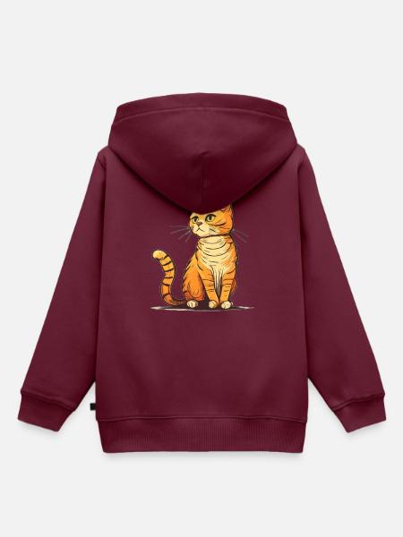 Katze im comic style - Kinder Premium Organic Hoodie - Burgunderrot