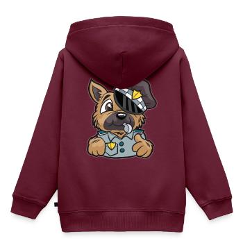 Polizeihund Polizei Hund Englischer Polizist Bobby - Kinder Premium Organic Hoodie - Burgunderrot - Hinten - AI Model Kid Female (0cm)