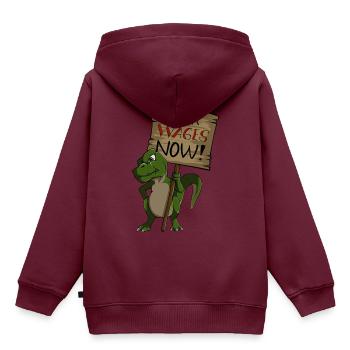 Gerechte Löhne Gehalt Streik Dino Gewerkschaft - Kinder Premium Organic Hoodie - Burgunderrot - Hinten - AI Model Kid Female (0cm)