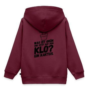 Kinderwitze Lustige Sprüche Kaktus Klo - Kinder Premium Organic Hoodie - Burgunderrot - Hinten - AI Model Kid Female (0cm)