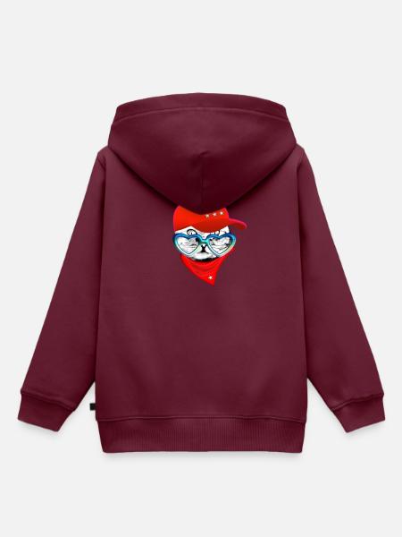 Katze lustig - Kinder Premium Organic Hoodie - Burgunderrot