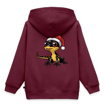 Echse Weihnachten - Kinder Premium Organic Hoodie - Burgunderrot - Hinten - AI Model Kid Female (0cm)