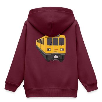 U Bahn Berlin Warschauer Str. Clubs Szene Hipster - Kinder Premium Organic Hoodie - Burgunderrot - Hinten - AI Model Kid Female (0cm)