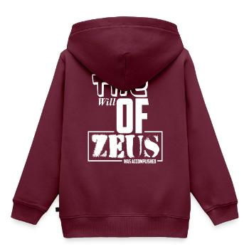 Zeus Gott Griechisch Mythologie Spruch - Kinder Premium Organic Hoodie - Burgunderrot - Hinten - AI Model Kid Female (0cm)