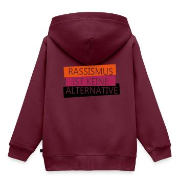 Rassismus ist keine Alternative Links - Kinder Premium Organic Hoodie - Burgunderrot - Hinten - AI Model Kid Female (0cm)
