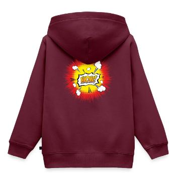 WOW EXPLOSION - Kinder Premium Organic Hoodie - Burgunderrot - Hinten - AI Model Kid Female (0cm)