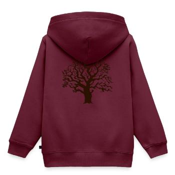Baum Eiche - Kinder Premium Organic Hoodie - Burgunderrot - Hinten - AI Model Kid Female (0cm)