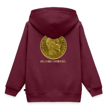Napoleon III Goldmünze - Kinder Premium Organic Hoodie - Burgunderrot - Hinten - AI Model Kid Female (0cm)
