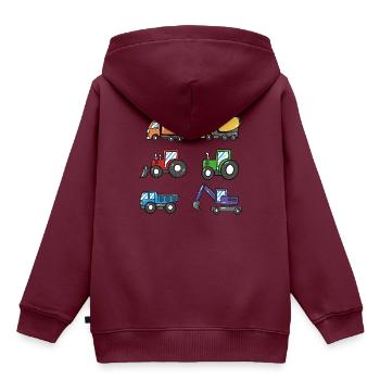 Bagger Baustelle Baumaschine Bauarbeiter Kinder - Kinder Premium Organic Hoodie - Burgunderrot - Hinten - AI Model Kid Female (0cm)