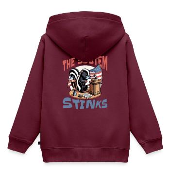 Politik System Stinkt - Kinder Premium Organic Hoodie - Burgunderrot - Hinten - AI Model Kid Female (0cm)