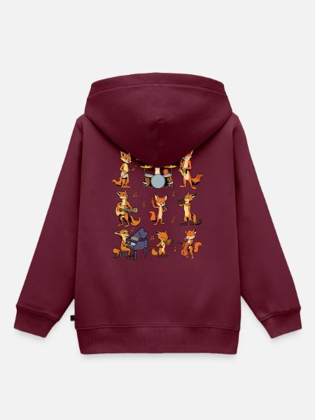Cartoon Fuchs Big Band - Kinder Premium Organic Hoodie - Burgunderrot