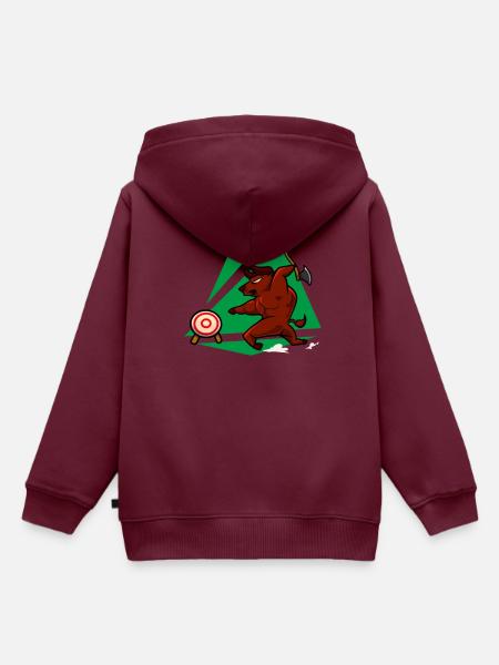 Axt werfender Stier - Axtwerfen - Kinder Premium Organic Hoodie - Burgunderrot