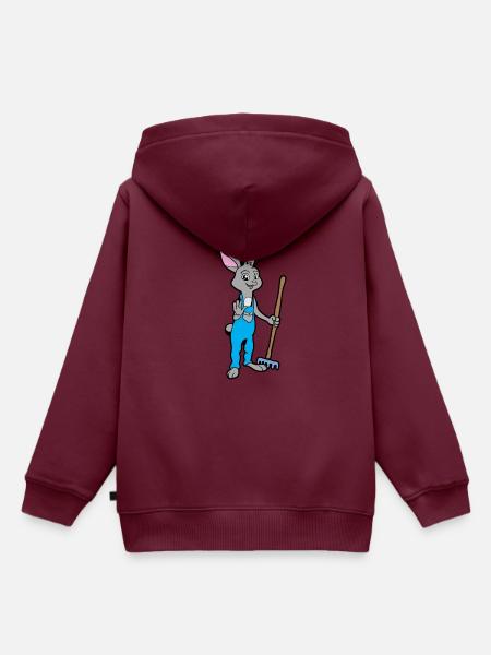 Gerne im Garten -Gärtner Hase - Kinder Premium Organic Hoodie - Burgunderrot