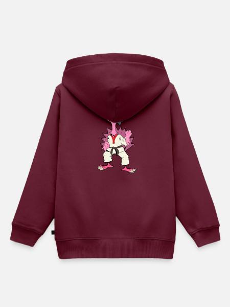 Comic Flamingo macht Karate - Kinder Premium Organic Hoodie - Burgunderrot