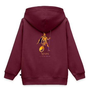 Gott des Krieges - Mars - Kinder Premium Organic Hoodie - Burgunderrot - Hinten - AI Model Kid Female (0cm)