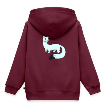 Kawaii Hermelin - Kinder Premium Organic Hoodie - Burgunderrot - Hinten - AI Model Kid Female (0cm)