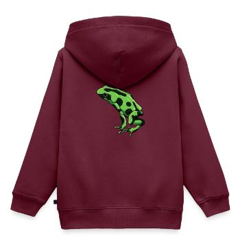 Frosch Zeichnung - Schrecklicher Pfeilgiftfrosch - Kinder Premium Organic Hoodie - Burgunderrot - Hinten - AI Model Kid Female (0cm)