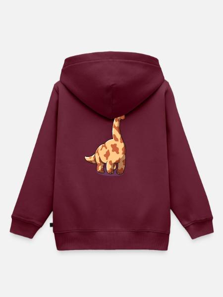 Cartoon Brachiosaurus - Kinder Premium Organic Hoodie - Burgunderrot