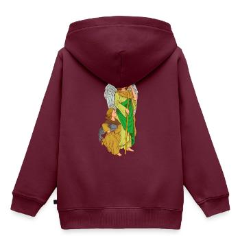 Erzengel Raphael - Kinder Premium Organic Hoodie - Burgunderrot - Hinten - AI Model Kid Female (0cm)
