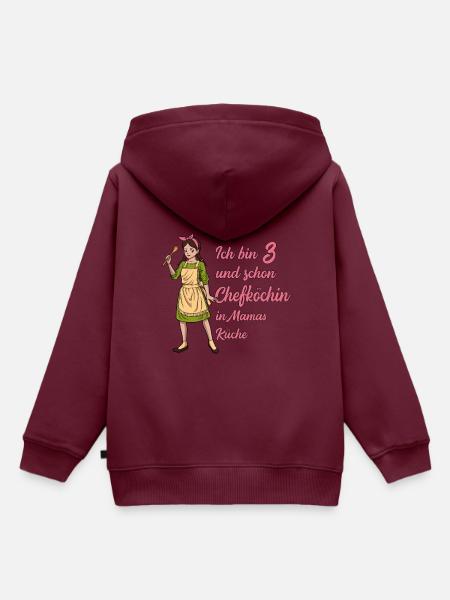 Ich bin 3 - Mädchen Koch - Kinder Premium Organic Hoodie - Burgunderrot