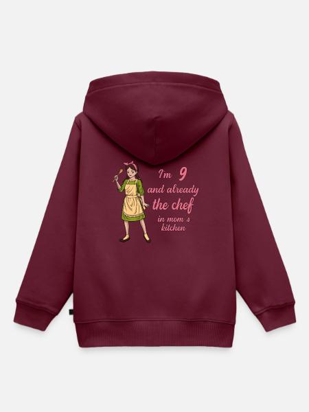 Ich bin 9 - Mädchen Koch - Kinder Premium Organic Hoodie - Burgunderrot